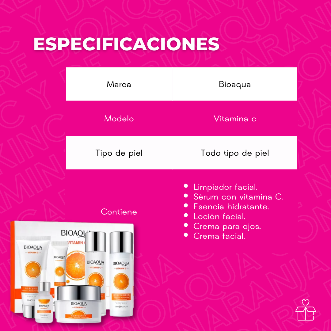 Kit Skincare Bioaqua con Vitamina C y Extracto de Naranja