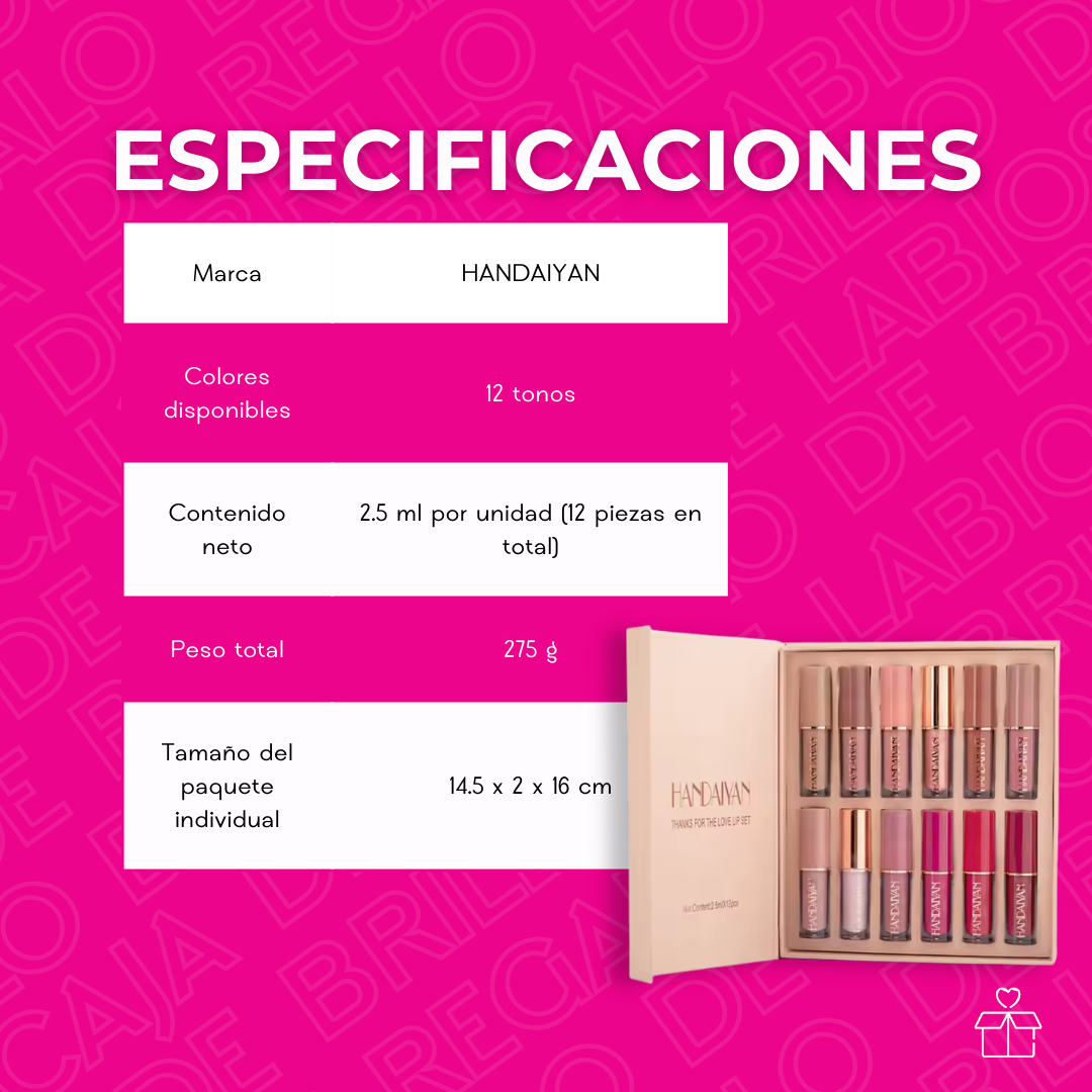 Set de Regalo de Brillo de Labios Líquido Mate (12 Colores)