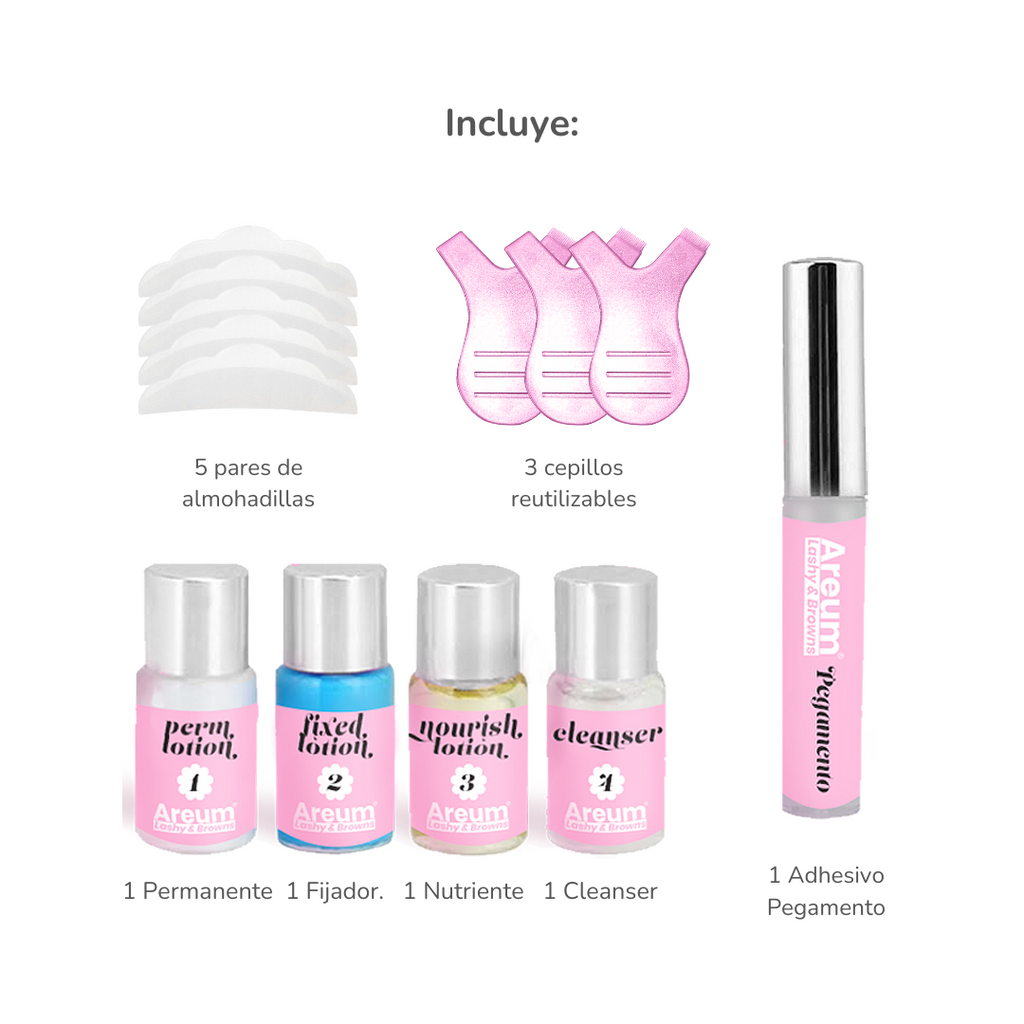 Kit Lifting De Pestañas Profesional Areum | Lash Lift Completo Con Pegamento, Pads Y Lociones