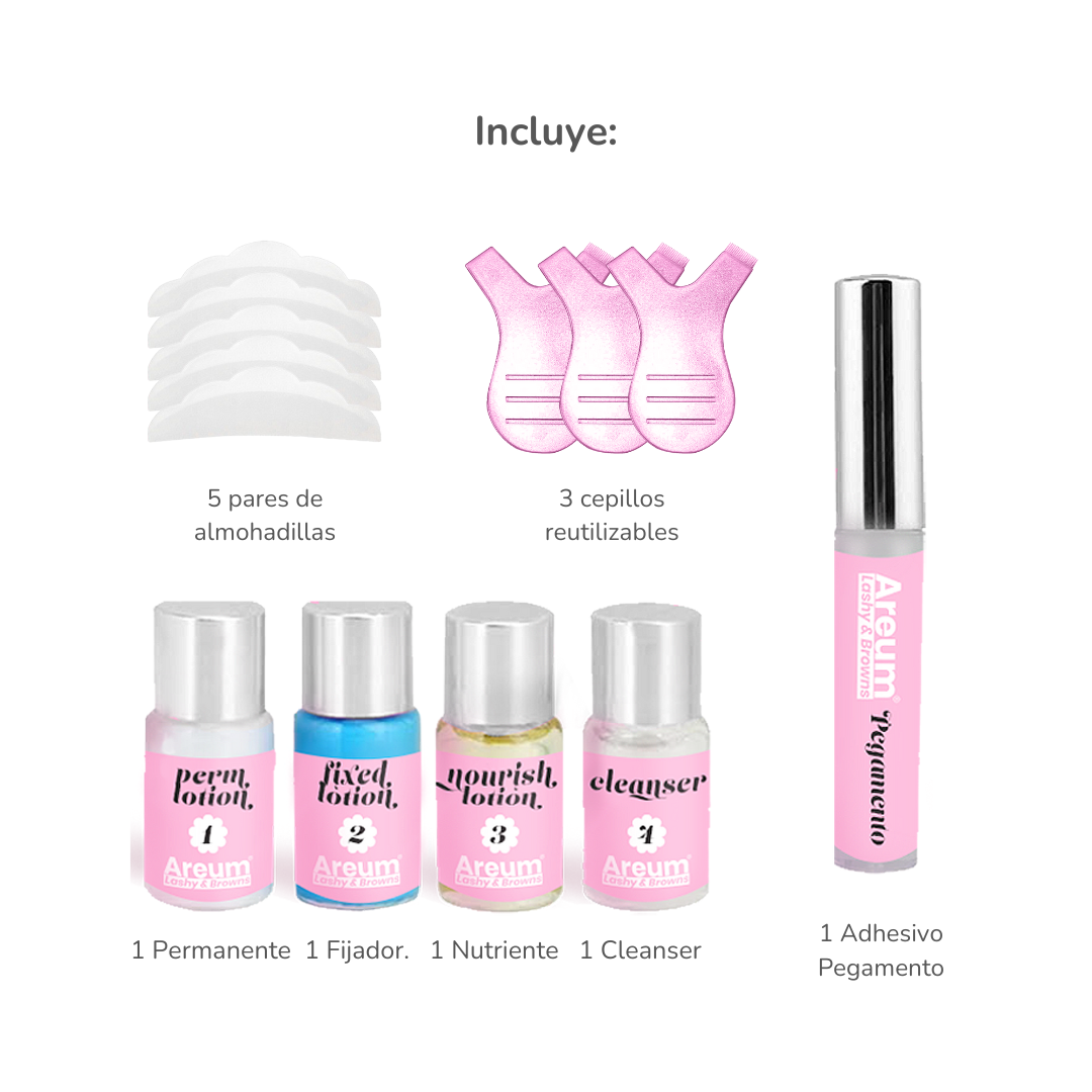 Kit Lifting De Pestañas Profesional Areum | Lash Lift Completo Con Pegamento, Pads Y Lociones