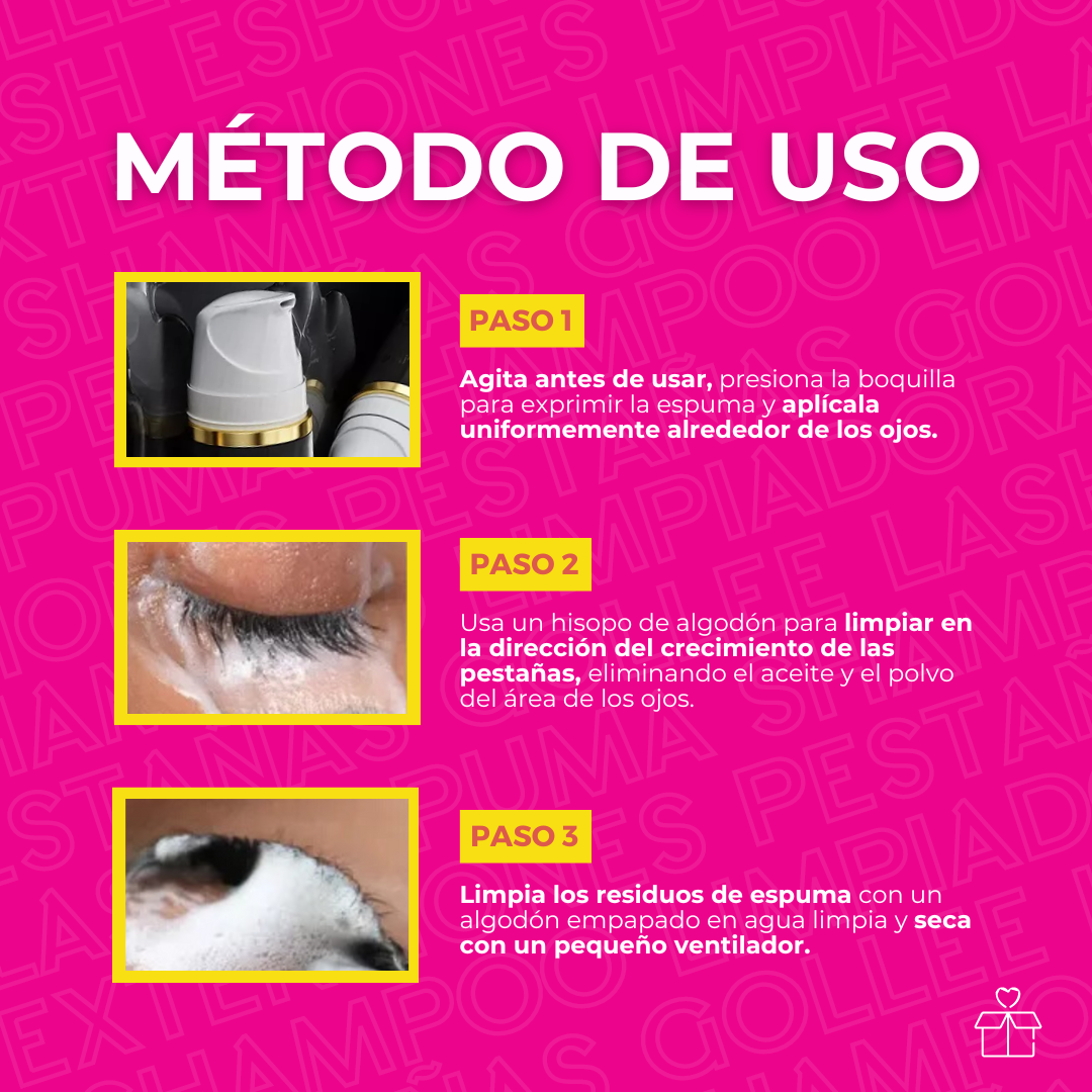 Lash Espuma Shampoo Limpiadora Extensiones Pestañas Gollee OnlyShop Mexico