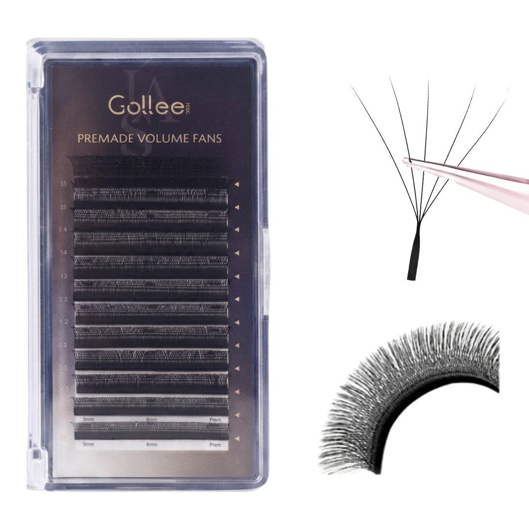 Blister Gollee Pestañas 5D Mix Prearmadas Color Negro
