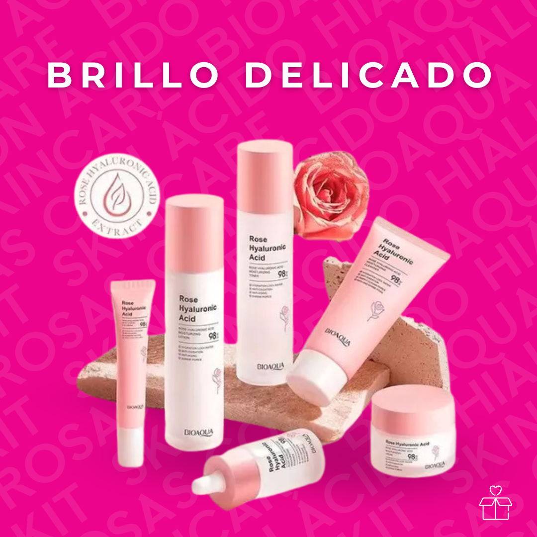 Kit Skincare Bioaqua Agua De Rosas Con Ácido Hialurónico