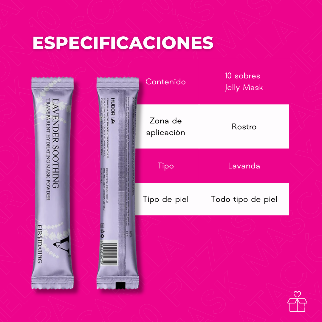 Jelly Mask Mascarilla Hidroplástica Spa Hidratación – 10 Piezas Lavanda