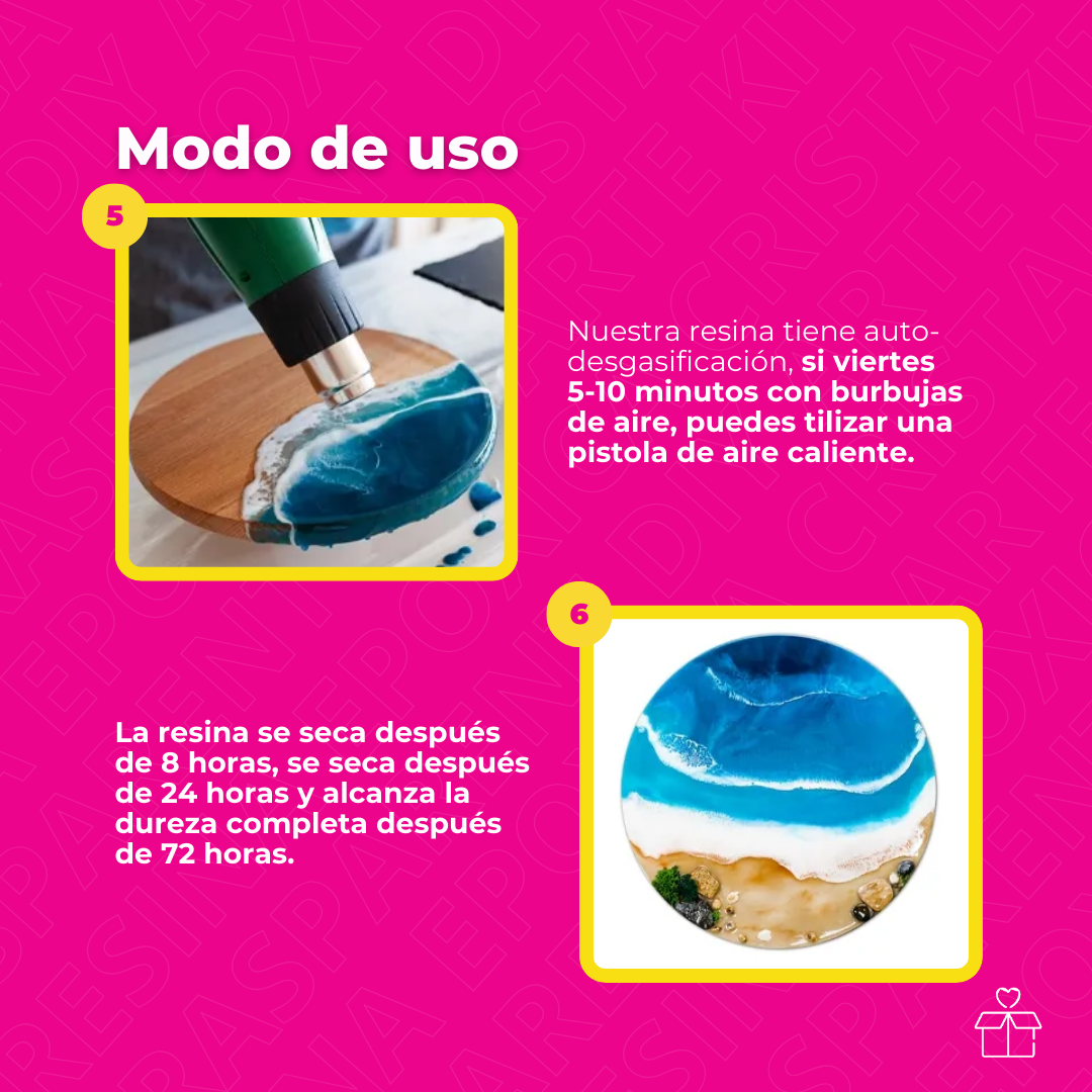 Resina Epoxica Cristal Trasparent Diy Arte Kit Epoxy 1:1 Color 1.1