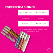 Cargar imagen en el visor de la galería, Set Delineadores De Ojos Líquido 8pcs Glitter
