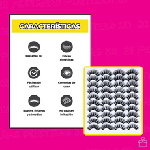 Cargar imagen en el visor de la galería, 20 Pares De Pestañas Postizas 3D Mixtas Visón Hecho Mano
