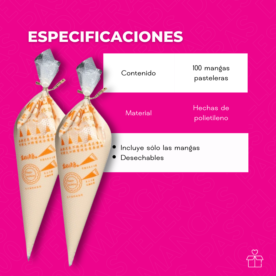100 Mangas pasteleras desechables