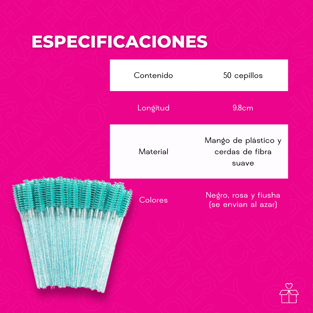 50 Cepillos Desechables para Pestañas y Cejas