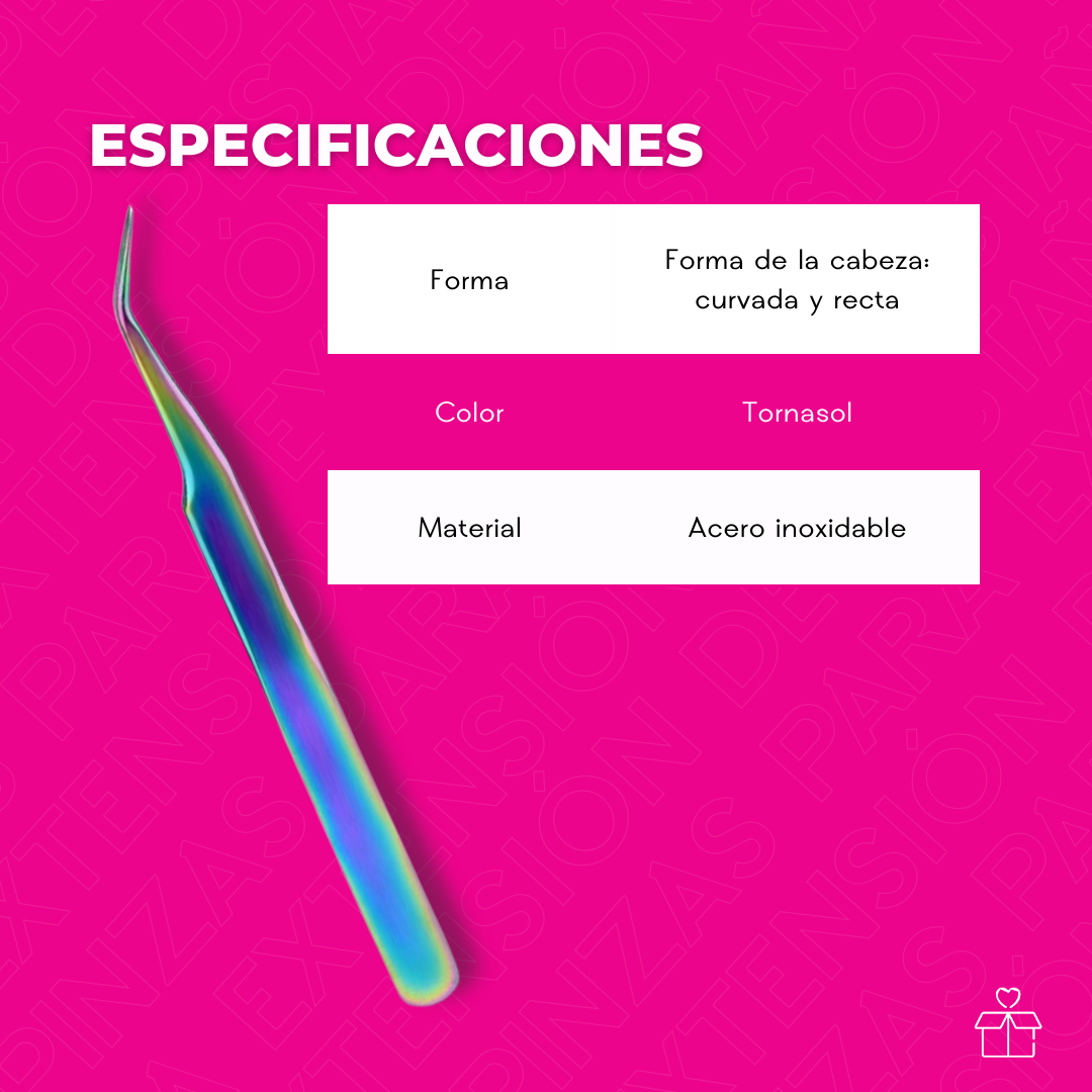 Pinzas Para Extensión De Pestañas Mink 1x1  Tornasol 1pz