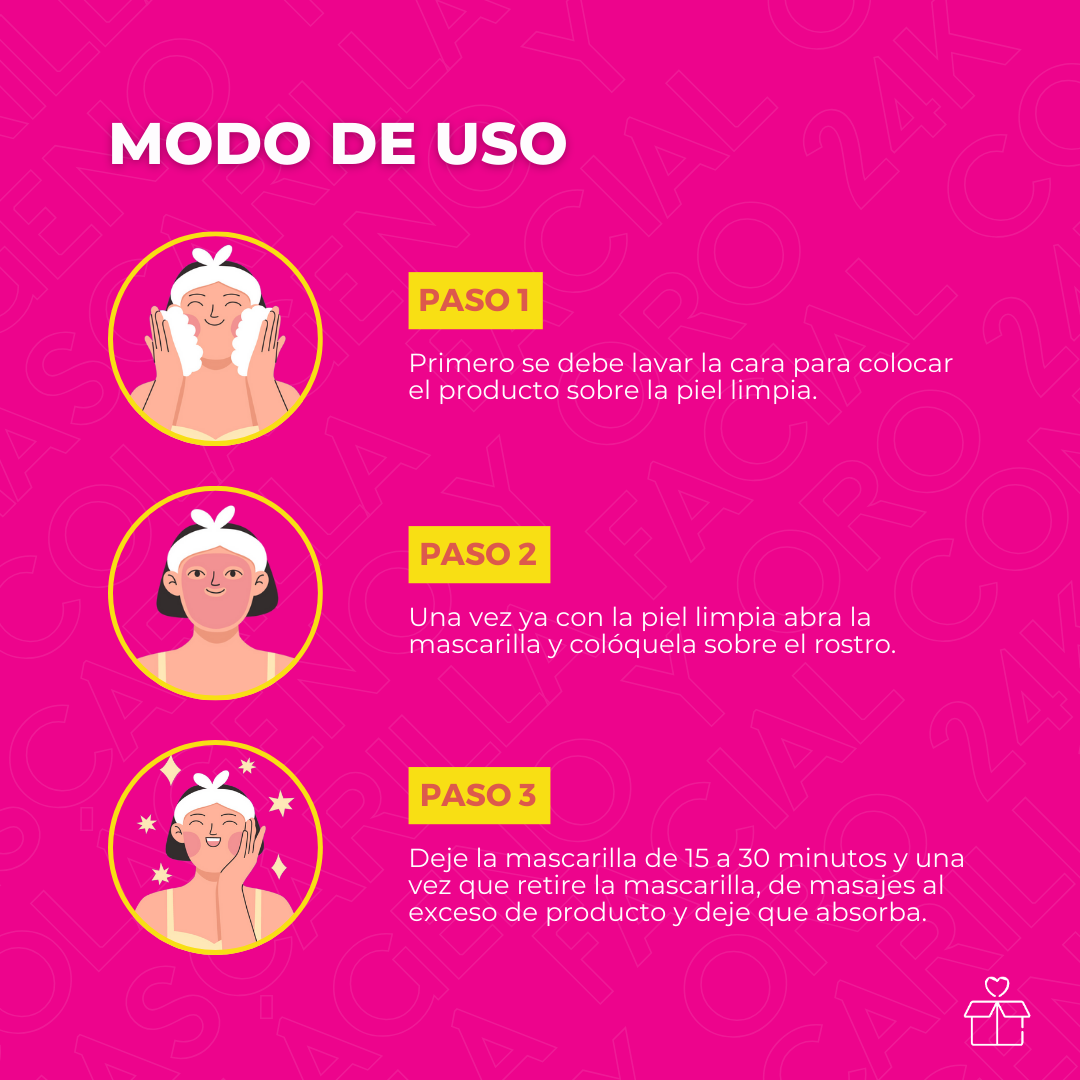 Mascarilla Facial con Colágeno y Oro 24K 50 Pzas