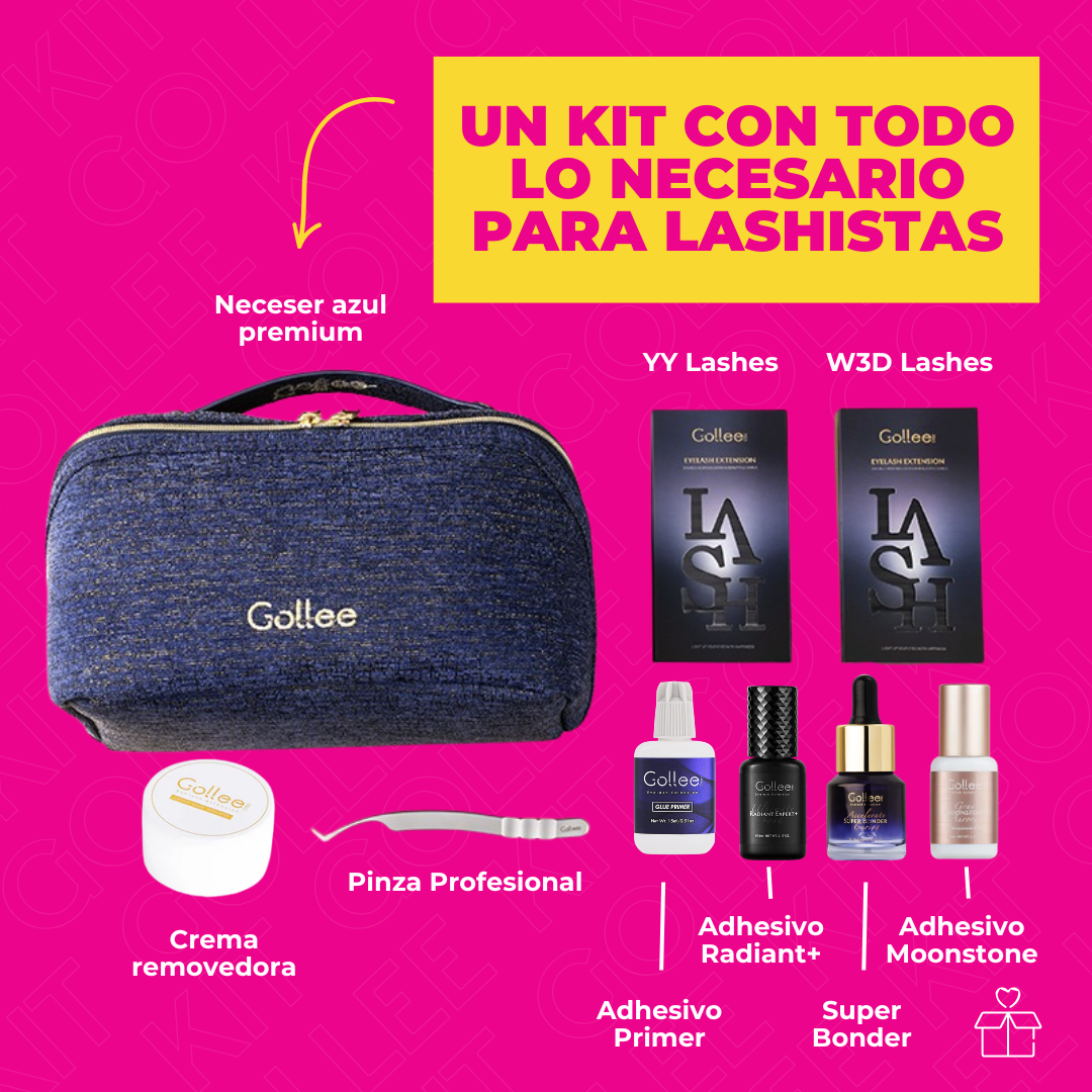 Kit Profesional Gollee Extensiones De Pestañas Yy 3d Pinzas