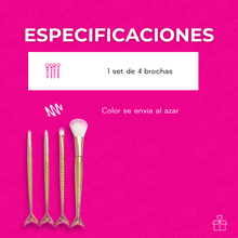 Cargar imagen en el visor de la galería, Un Set de 4 Brochas Cola de Sirena Tornasol
