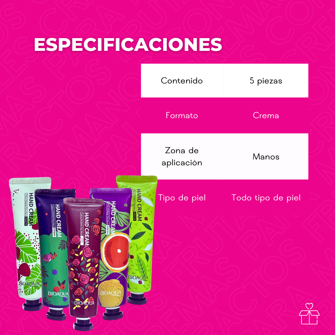 Cremas para Manos con Extractos Frutales – Pack 5 piezas