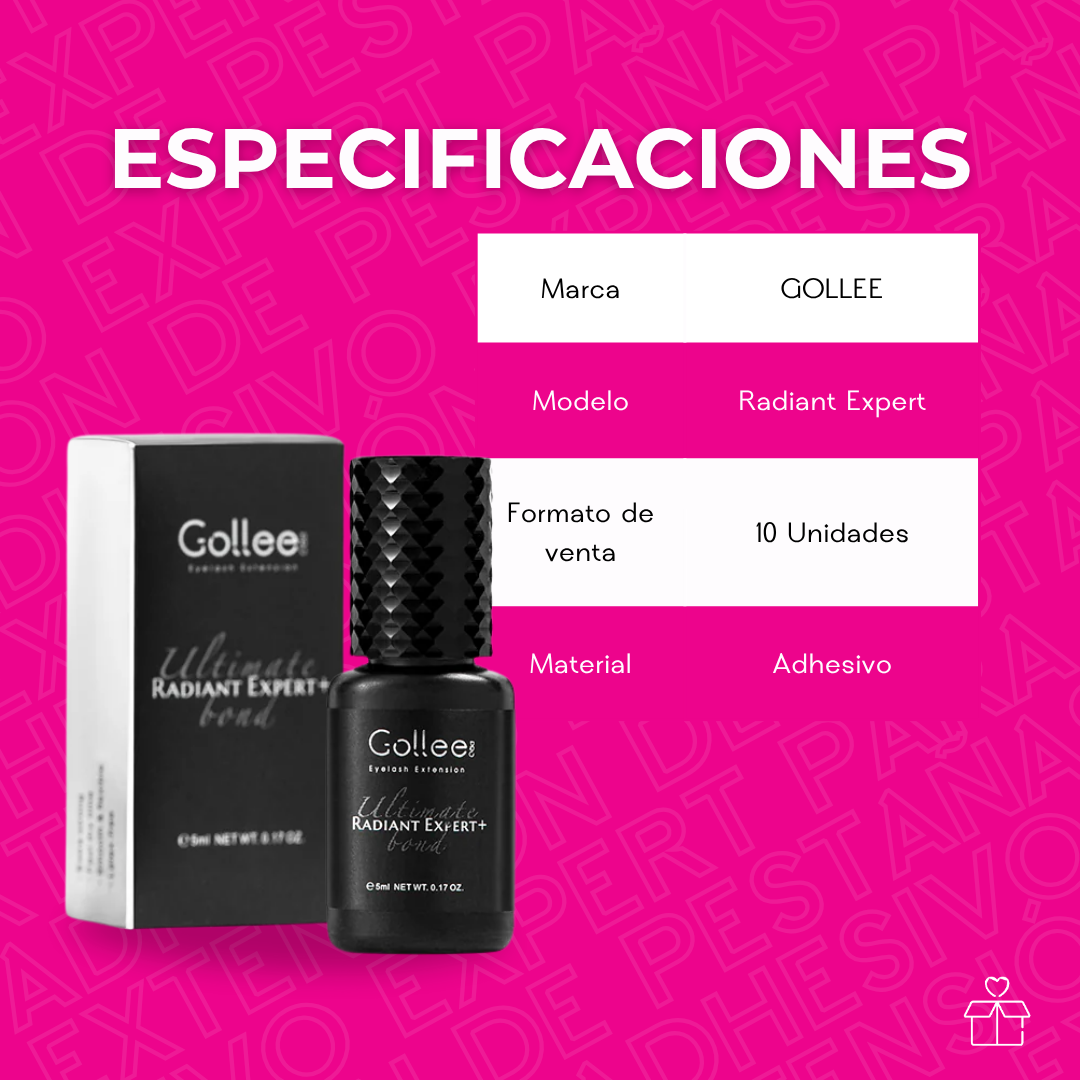 Adhesivo pegamento Gollee Radiant Expert para pestañas mink color negro