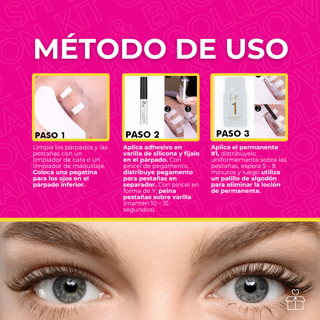 Kit Lifting Tinta De Pestañas Y Ceja Gollee Rapida Fijacion