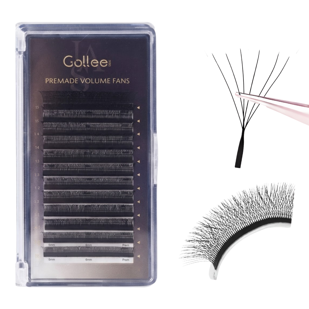 Blister Gollee Pestañas 6D Mix Prearmadas Color Negro