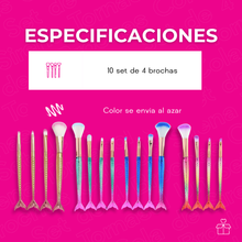 Cargar imagen en el visor de la galería, Un Set de 4 Brochas Cola de Sirena Tornasol
