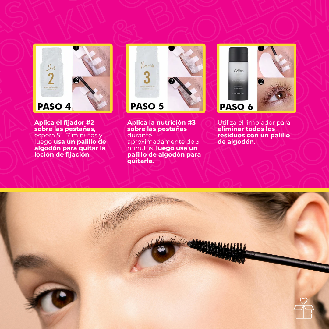 Kit Lifting Tinta De Pestañas Y Ceja Gollee Rapida Fijacion