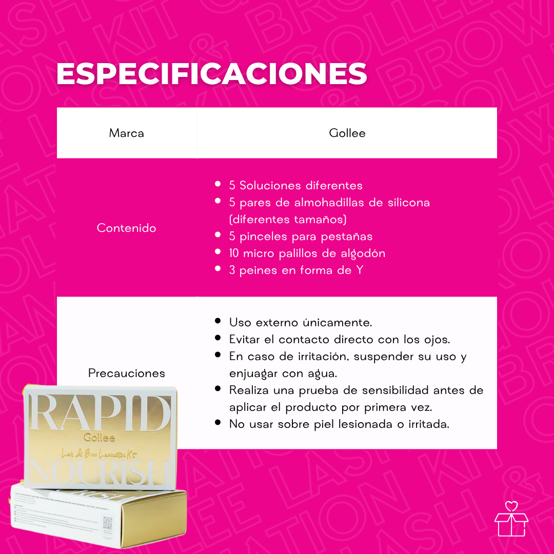 Kit Lifting Tinta De Pestañas Y Ceja Gollee Rapida Fijacion