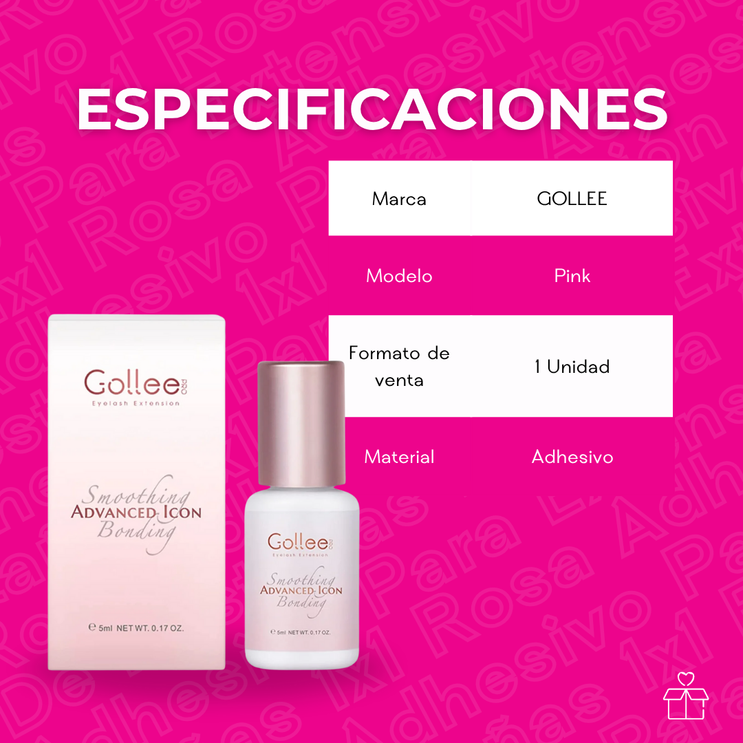 Adhesivo Extensiones De Pestañas Pink Clear Bonding Gollee Color Rosa transparente
