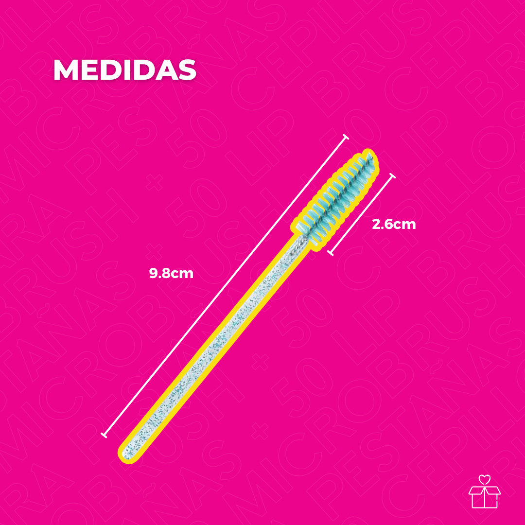 100 Microbrush, 50 Cepillos, 50 Lip Brush Pestañas Y Cejas Color Al Azar