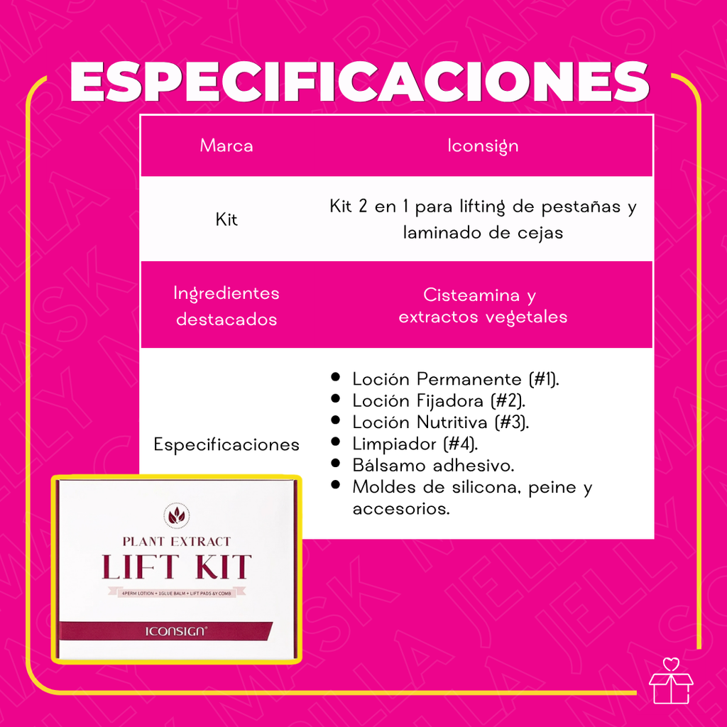 Kit de Lifting para Pestañas y Cejas ICONSIGN con Bálsamo Adhesivo Plant Extract