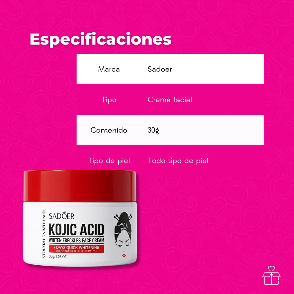 Crema Facial Sadoer Ácido Kójico Hidratante 30 g | OnlyShop