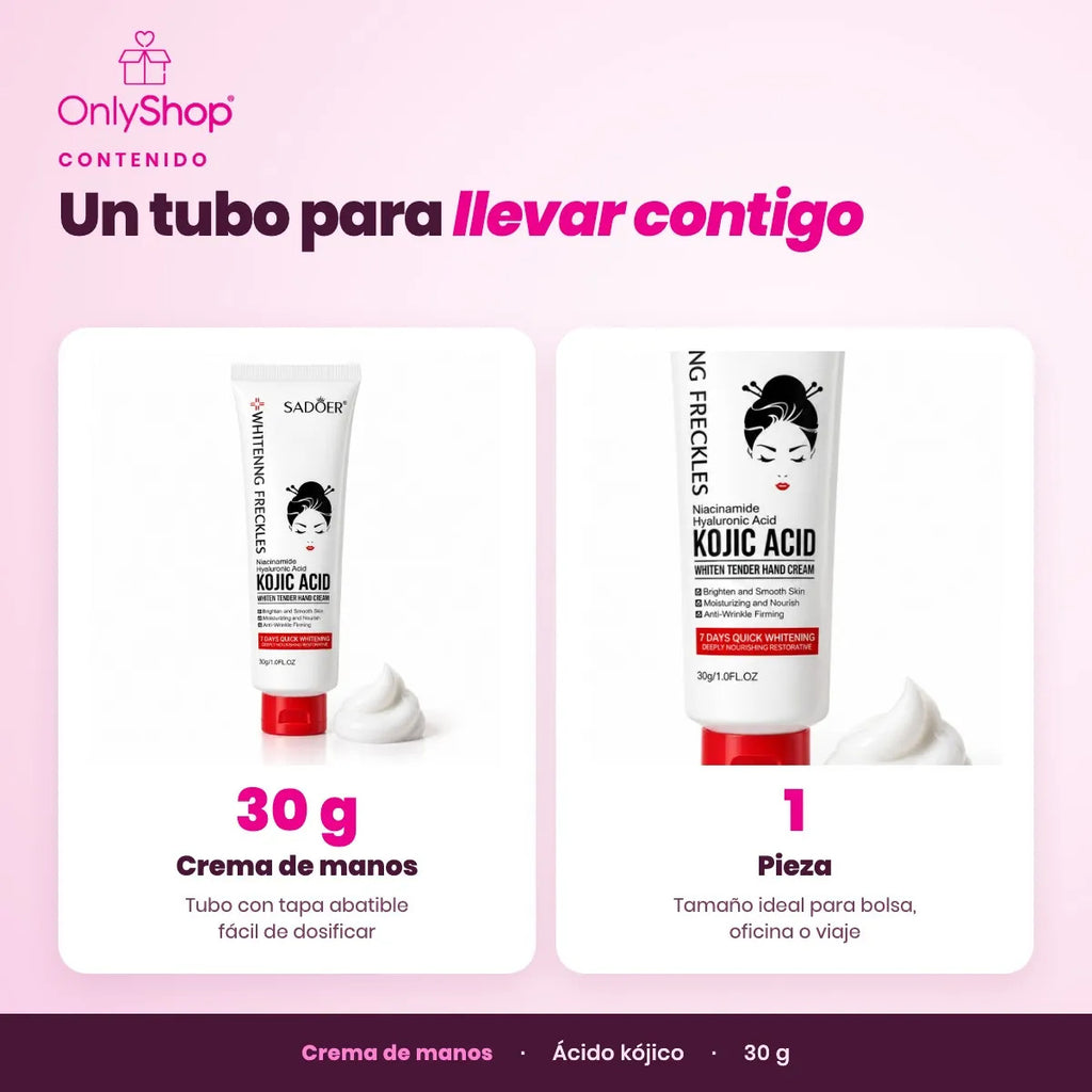 Crema de Manos Ácido Kójico Sadoer 30 g con Niacinamida | OnlyShop