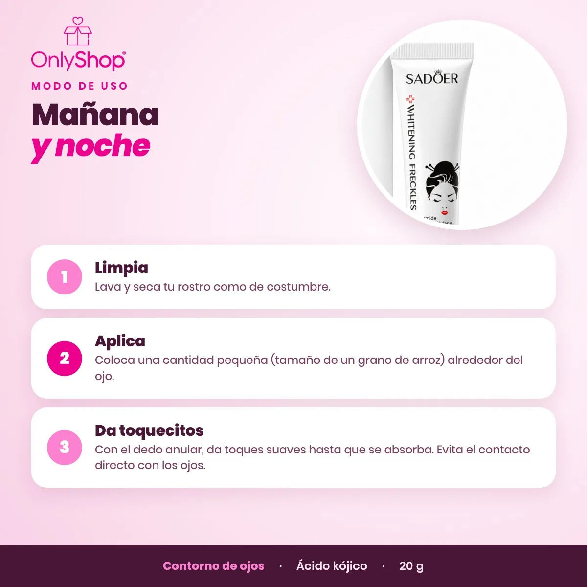 Crema Contorno de Ojos Ácido Kójico Sadoer 20 g con Niacinamida | OnlyShop