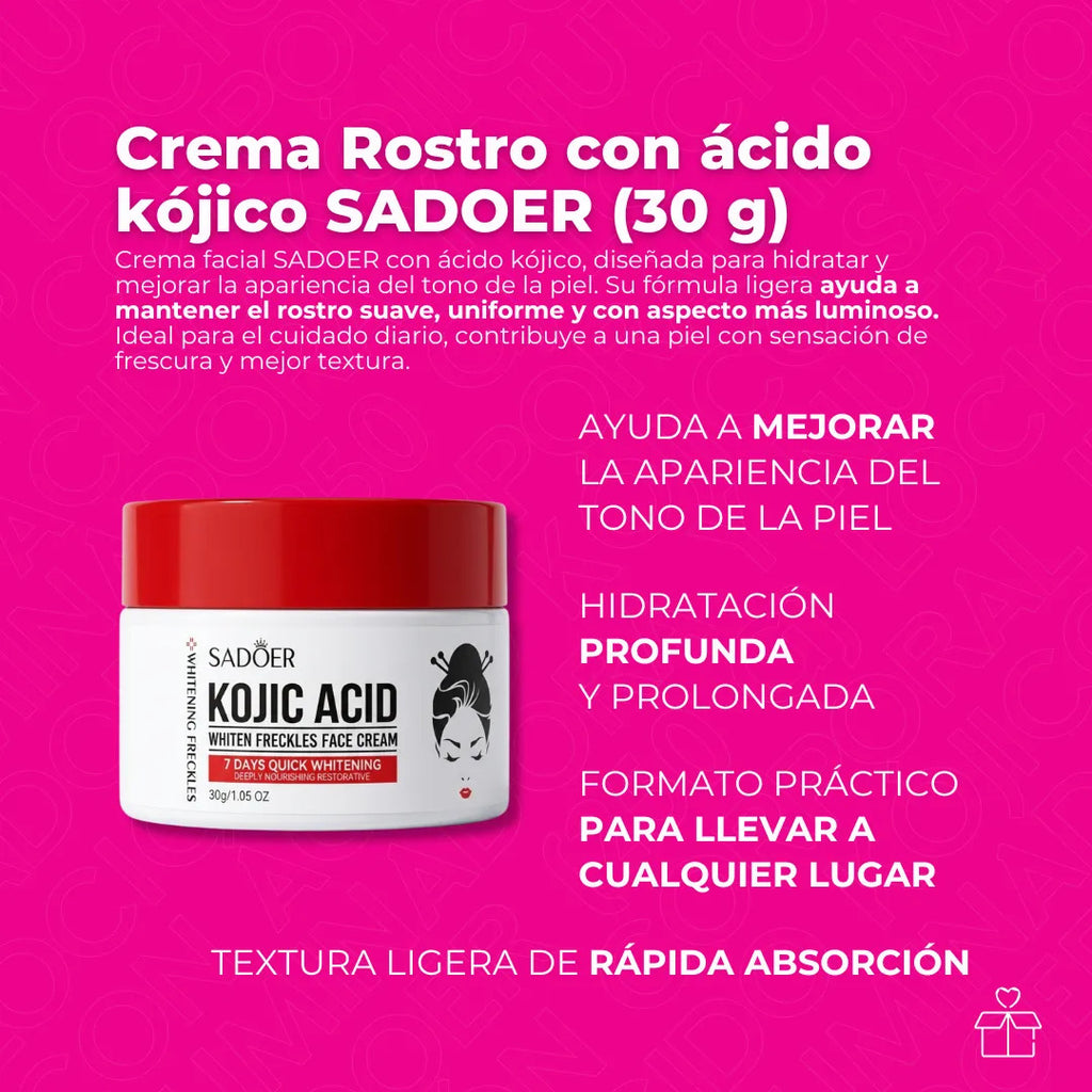 Crema Facial Sadoer Ácido Kójico Hidratante 30 g | OnlyShop