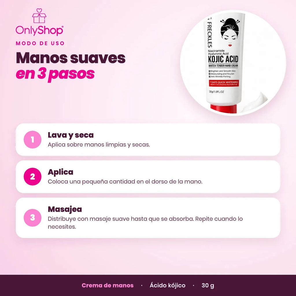 Crema de Manos Ácido Kójico Sadoer 30 g con Niacinamida | OnlyShop