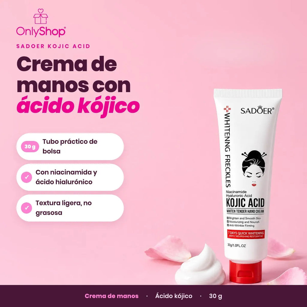 Crema de Manos Ácido Kójico Sadoer 30 g con Niacinamida | OnlyShop