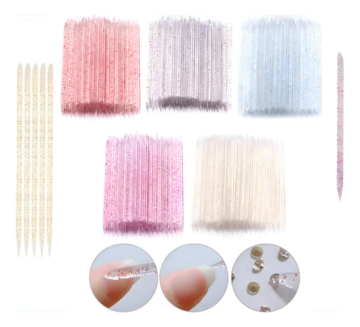 100 Palillos Empujadores de Cutícula de Plástico para Manicura | OnlyShop