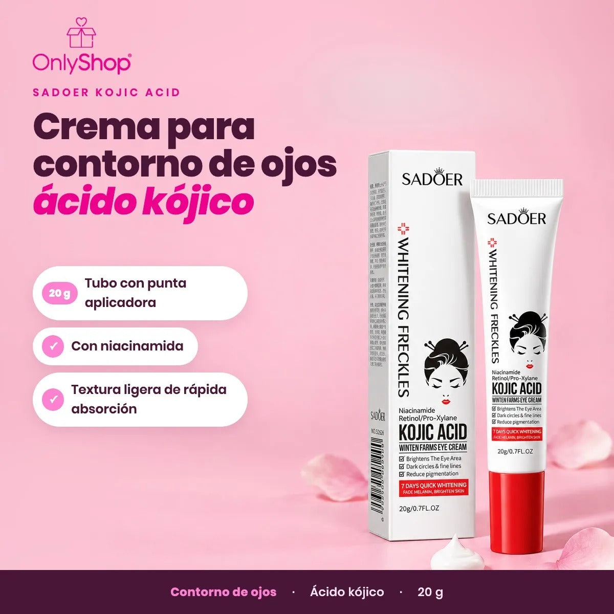 Crema Contorno de Ojos Ácido Kójico Sadoer 20 g con Niacinamida | OnlyShop