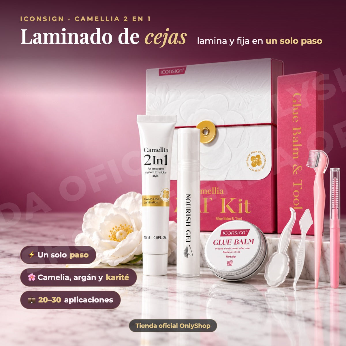 Kit Lifting Cejas 2 En1 Modelador Camelia Queratina Iconsign · hero