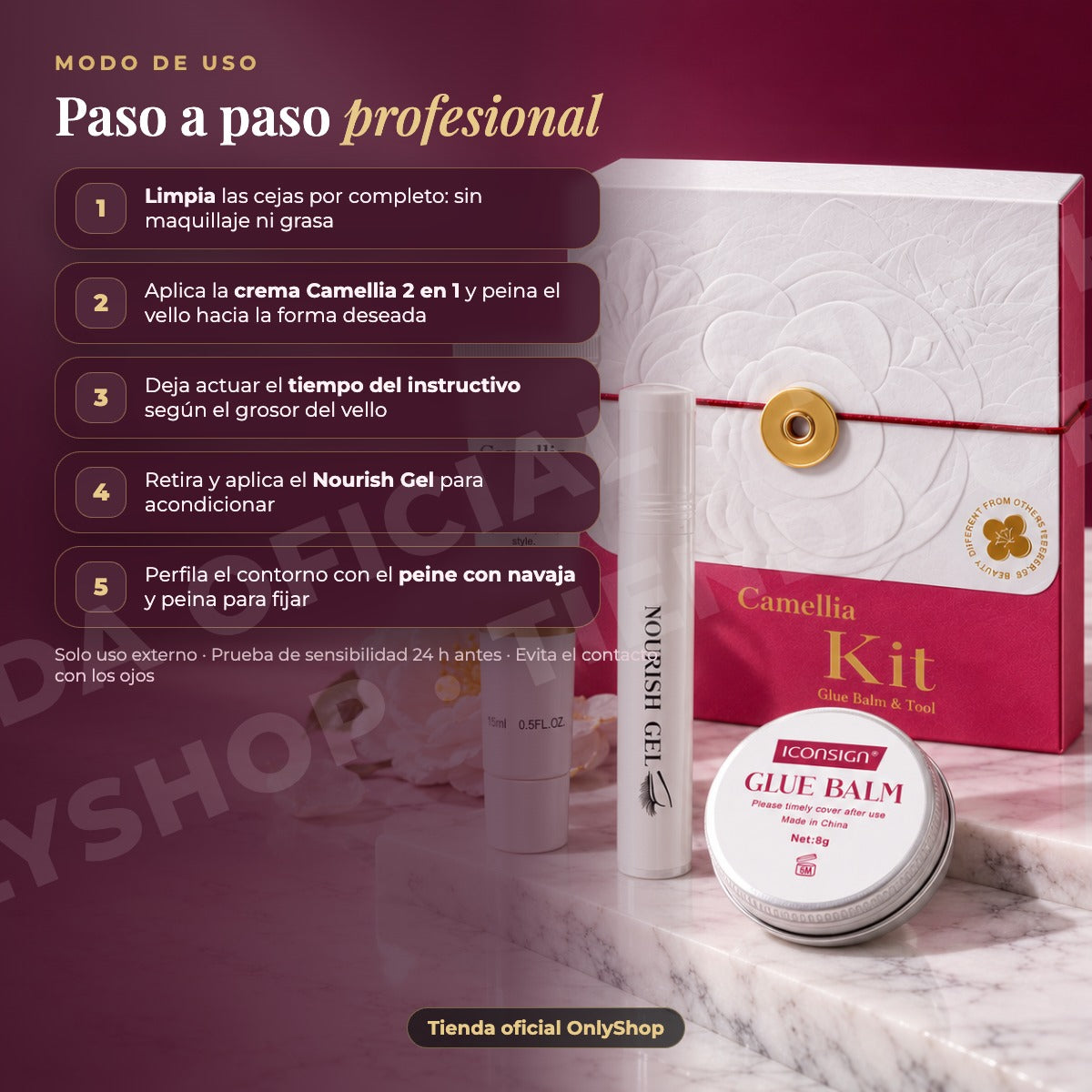 Kit Lifting Cejas 2 En1 Modelador Camelia Queratina Iconsign · modo-de-uso