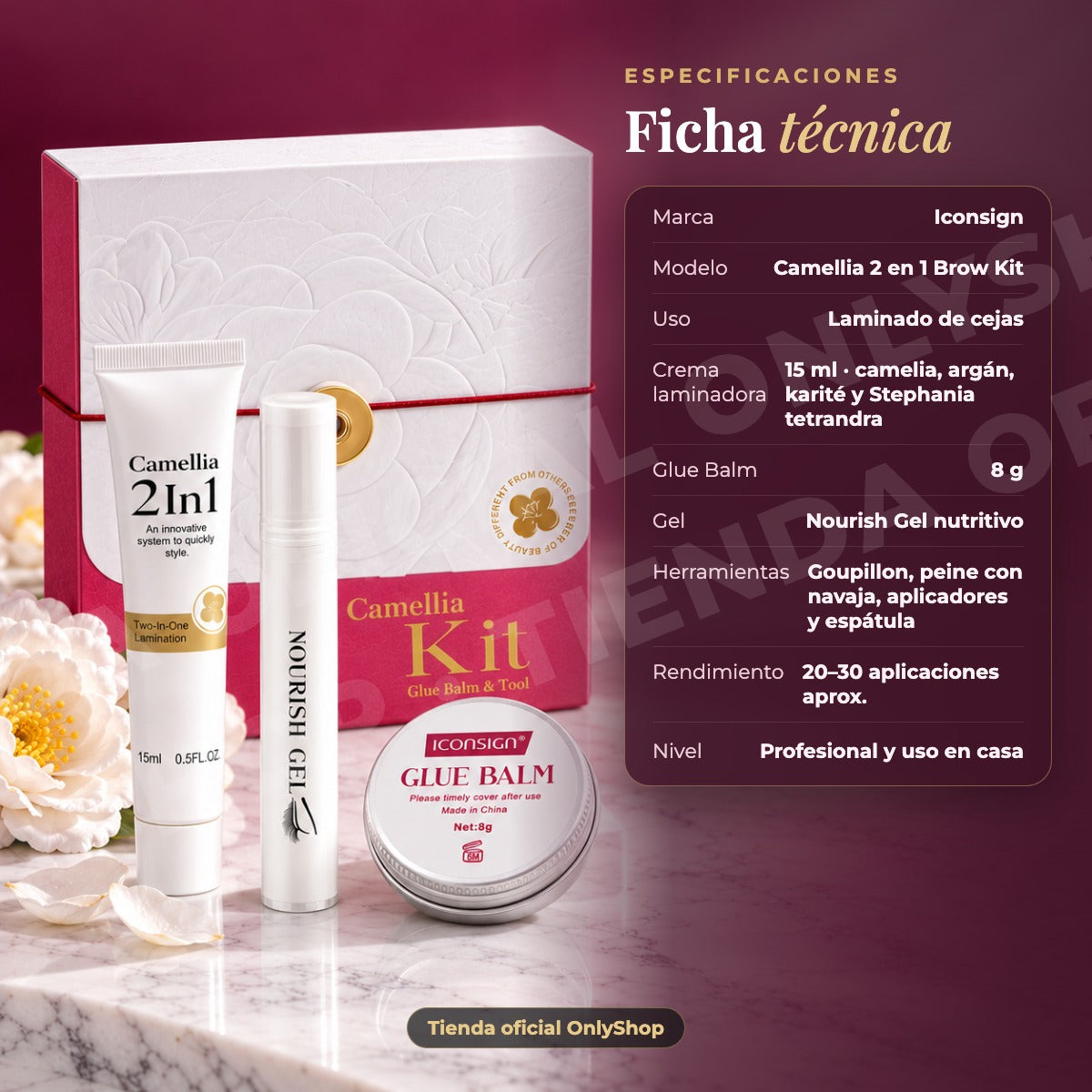 Kit Lifting Cejas 2 En1 Modelador Camelia Queratina Iconsign · ficha