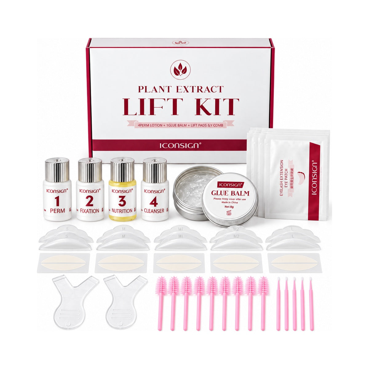Kit de Lifting para Pestañas y Cejas ICONSIGN con Bálsamo Adhesivo Plant Extract