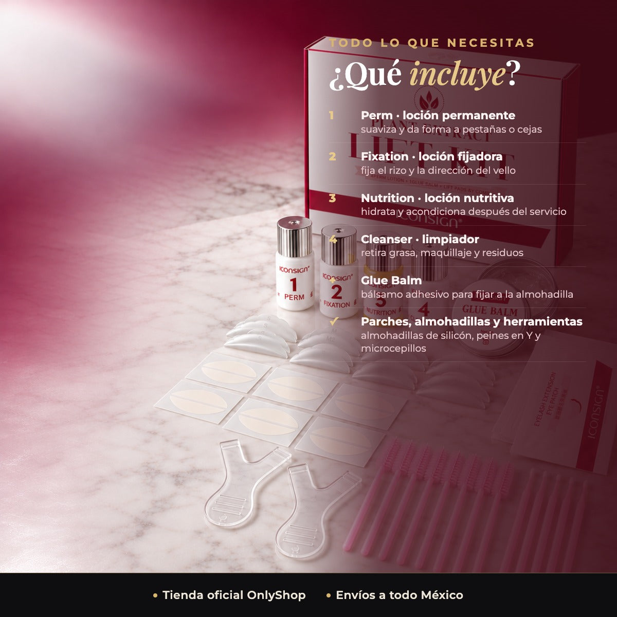 Kit de Lifting para Pestañas y Cejas ICONSIGN con Bálsamo Adhesivo Plant Extract