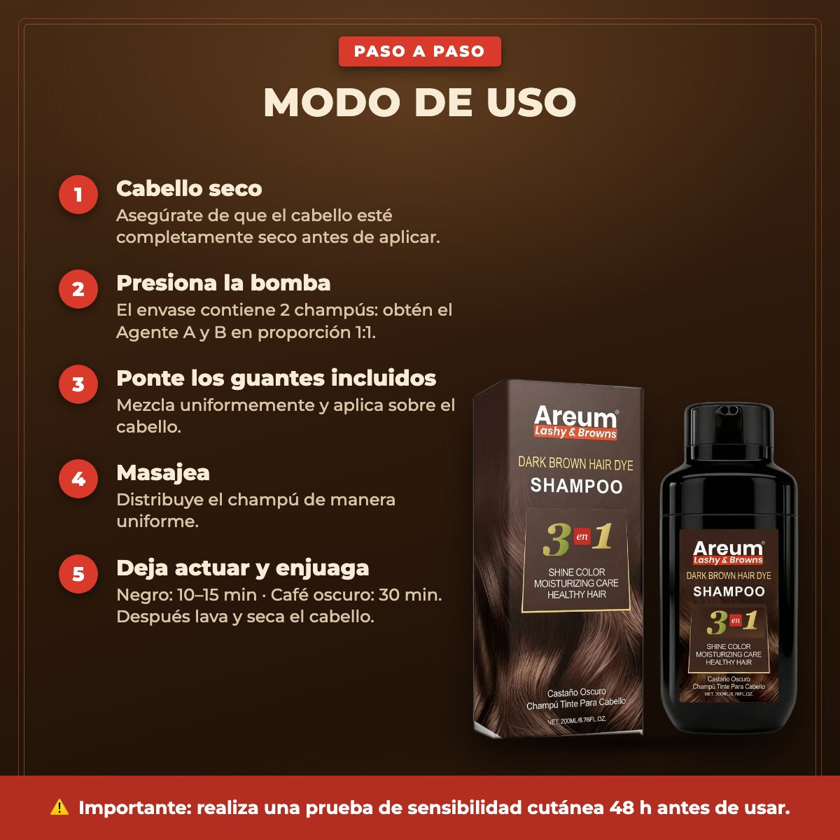 Shampoo Tinte Areum 3 en 1