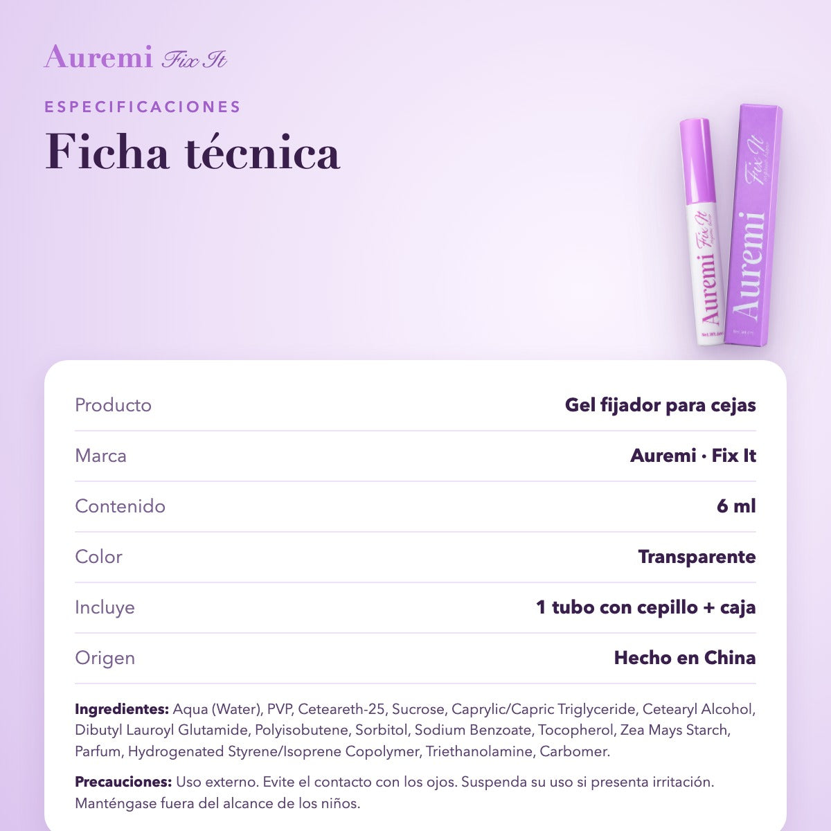 Ficha técnica e ingredientes