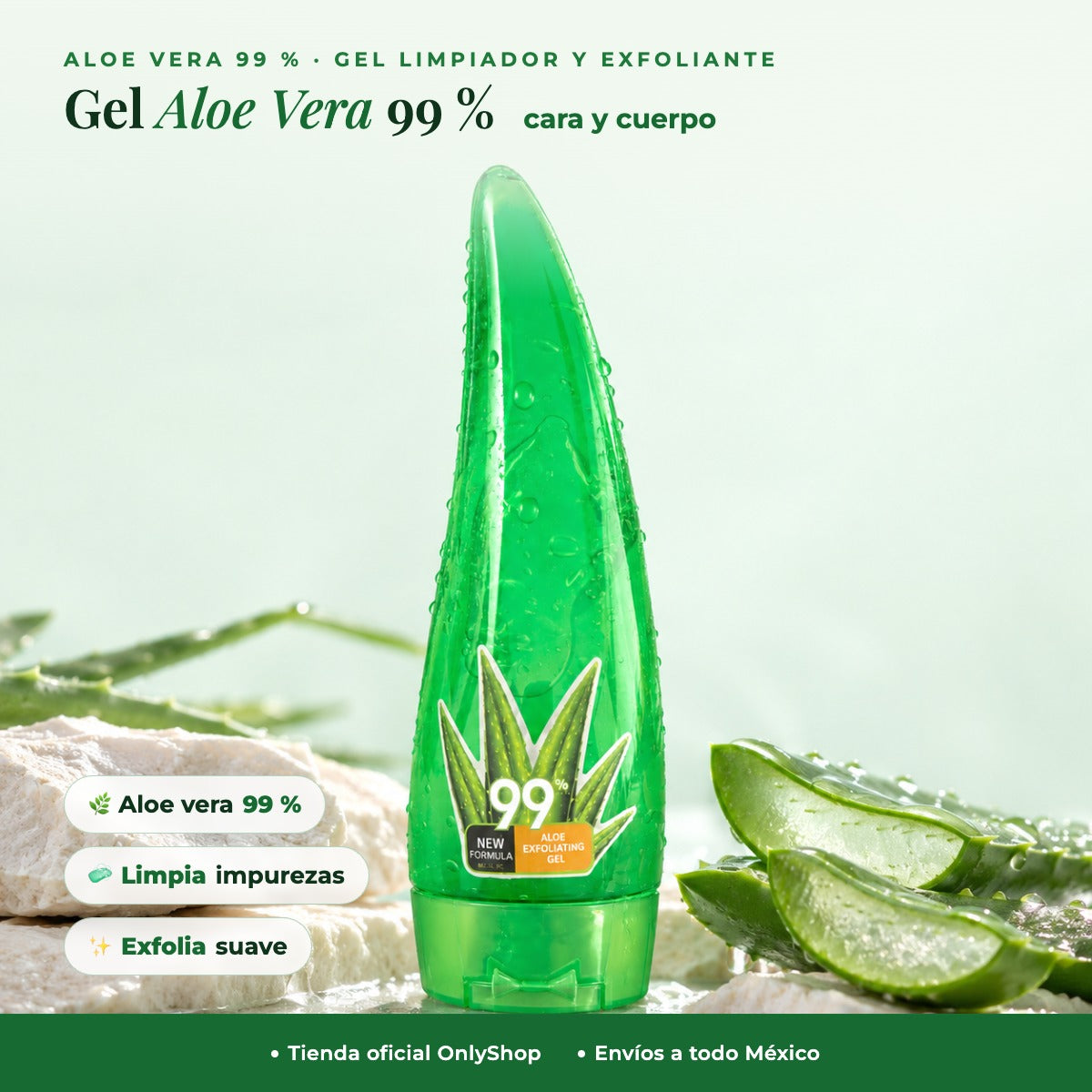 Gel de Aloe Vera 99% Limpiador y Exfoliante para Cara y Cuerpo — Principal | OnlyShop
