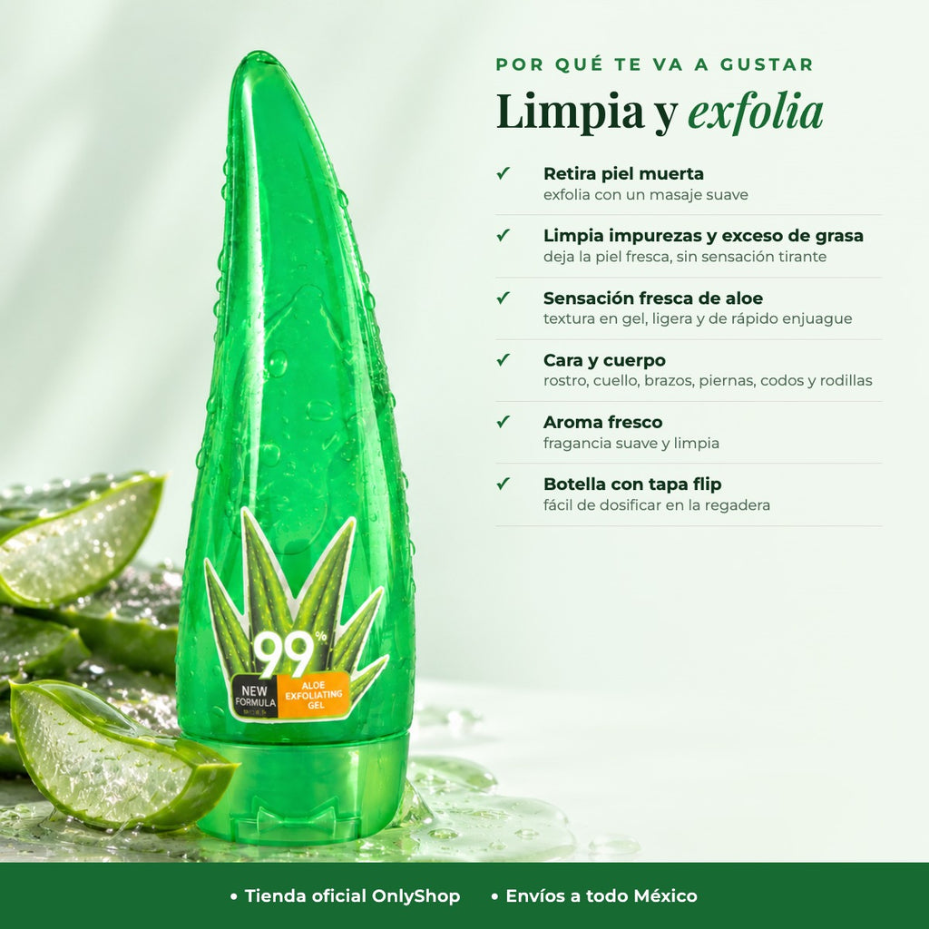 Gel de Aloe Vera 99% Limpiador y Exfoliante para Cara y Cuerpo — Limpia y exfolia | OnlyShop