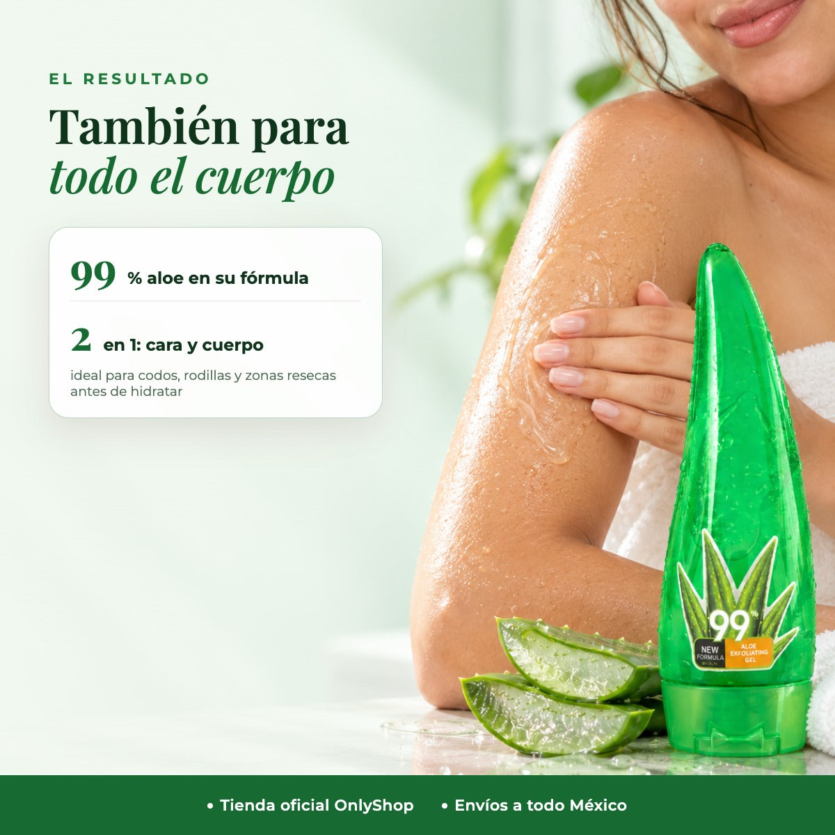 Gel de Aloe Vera 99% Limpiador y Exfoliante para Cara y Cuerpo — Uso en cuerpo | OnlyShop
