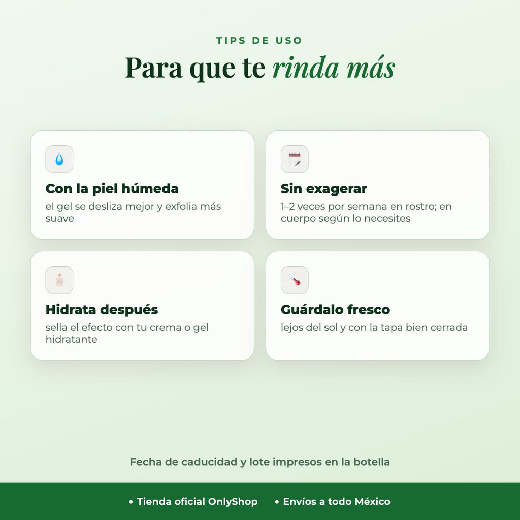 Gel de Aloe Vera 99% Limpiador y Exfoliante para Cara y Cuerpo — Tips de uso | OnlyShop