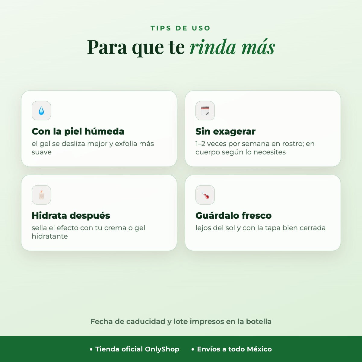Gel de Aloe Vera 99% Limpiador y Exfoliante para Cara y Cuerpo — Tips de uso | OnlyShop