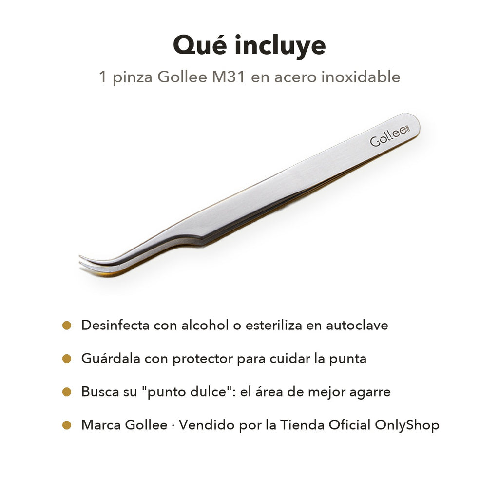Pinza para Extensiones de Pestañas Inferiores Gollee M31 Lotus Tip