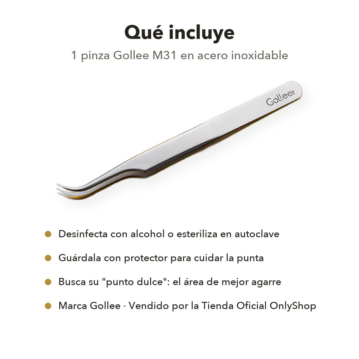 Pinza para Extensiones de Pestañas Inferiores Gollee M31 Lotus Tip