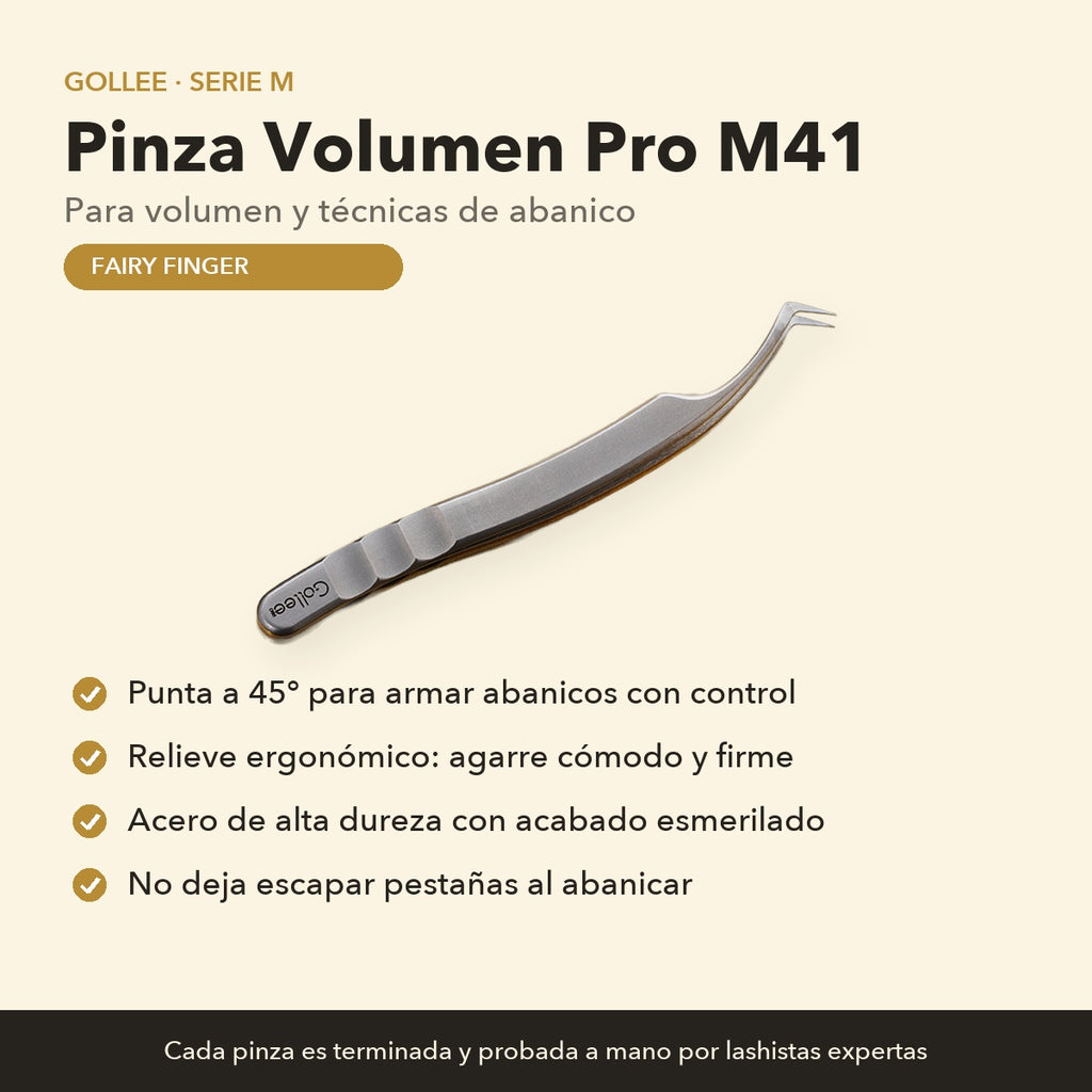 Pinza de Volumen para Extensiones de Pestañas Gollee M41 Fairy Finger 45°